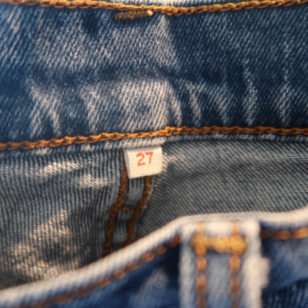 Levi's Vintage Red Tab Light Wash Distressed Straight Jeans, Size 27 Button Fly - Picture 8 of 8